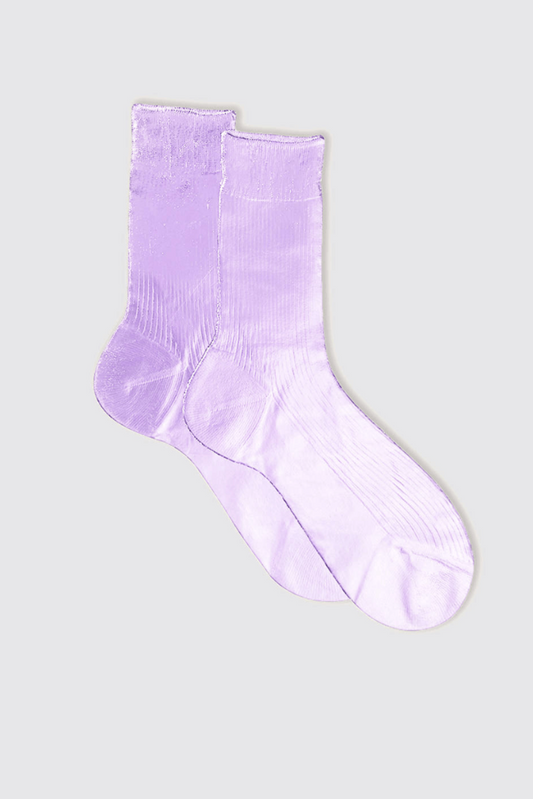 Maria La Rosa One Ribbed Laminated Sock Collection - Lilac Socks Maria La Rosa