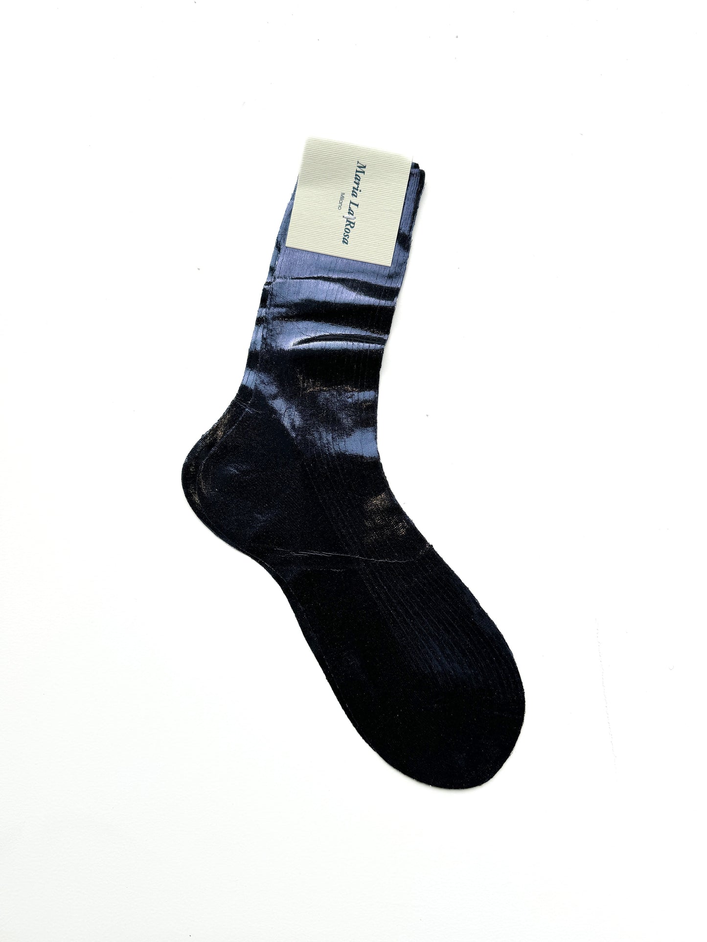 Maria La Rosa One Ribbed Laminated Sock Socks Maria La Rosa Navy  