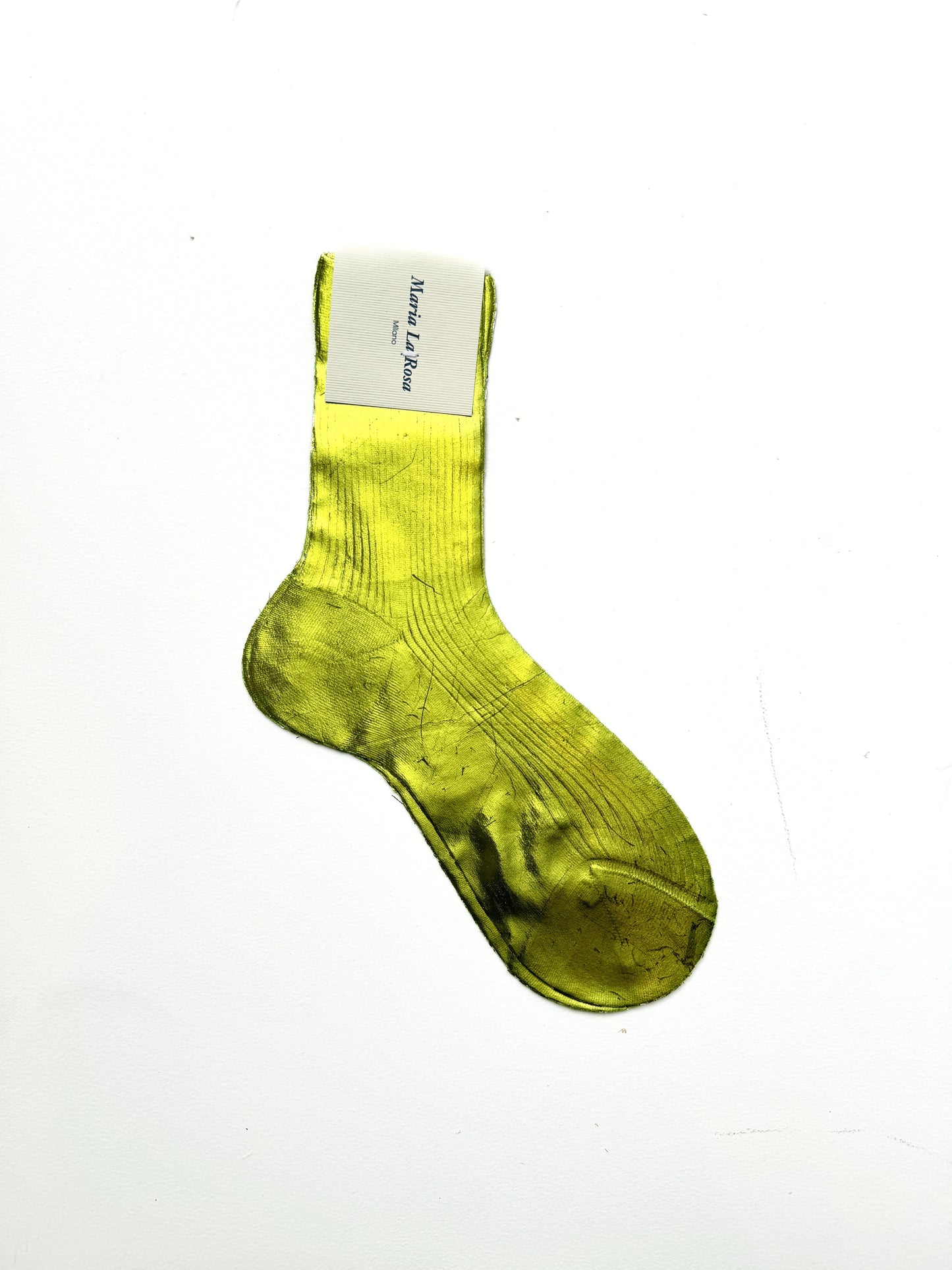 Maria La Rosa One Ribbed Laminated Sock Socks Maria La Rosa Lime  