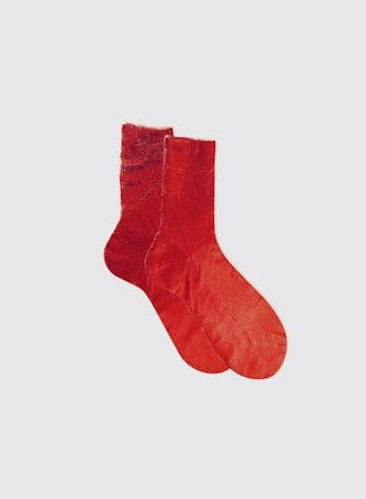 Maria La Rosa One Ribbed Laminated Sock Collection Socks Maria La Rosa Red
