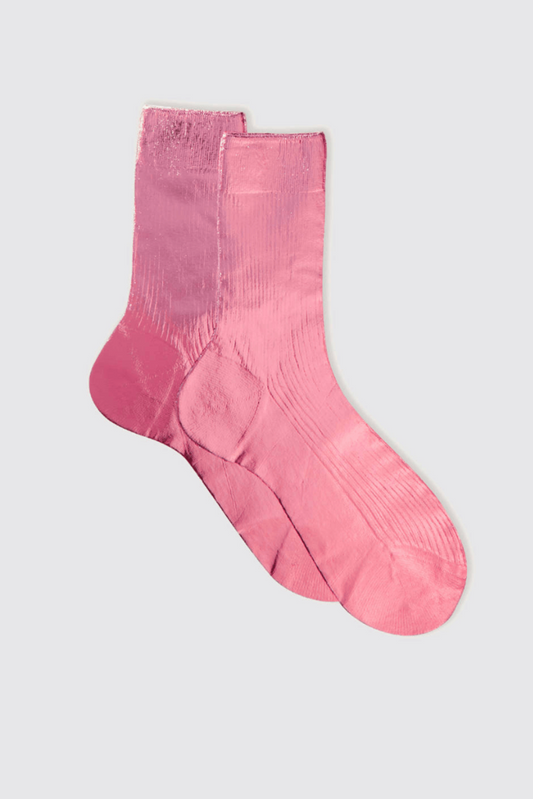 Maria La Rosa One Ribbed Laminated Sock Collection - Rosa Antico Socks Maria La Rosa