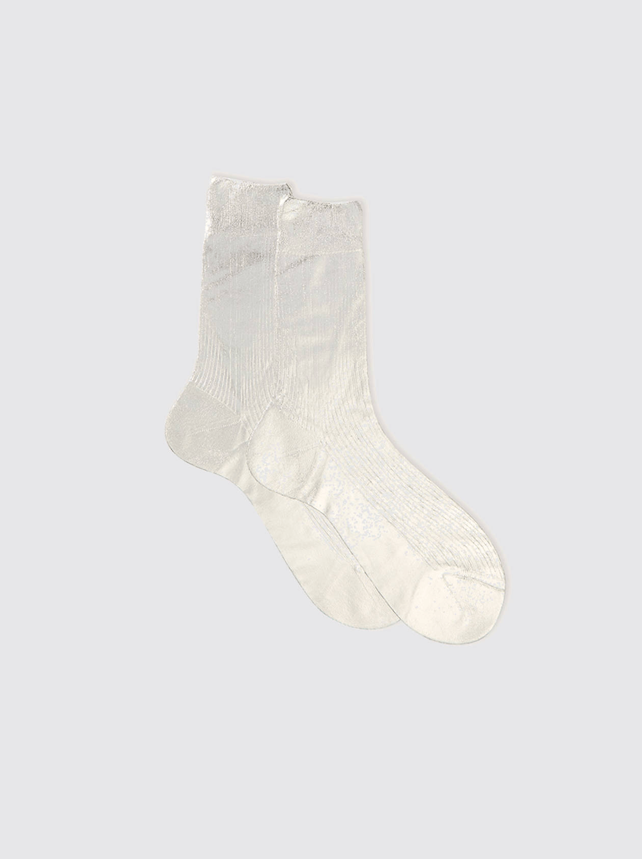 Maria La Rosa One Ribbed Laminated Sock Collection Socks Maria La Rosa Silver
