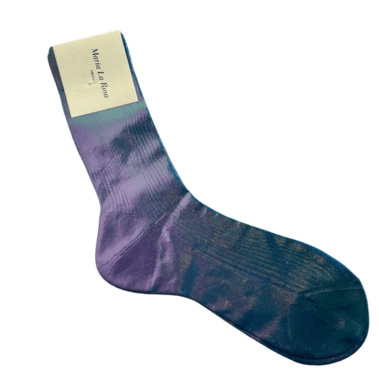 Maria La Rosa Cangiante Ribbed Sock Socks Maria La Rosa Turquoise