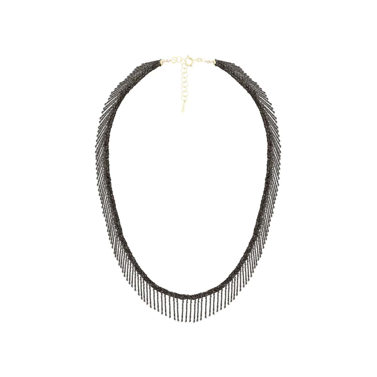 N° 550 Necklace Ruthenium Lurex Gold Jewelry Marie Laure Chamorel   