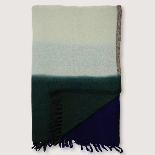 Moismont Plaid Lane N°83 Throw in Khaki/ Ink Blue Home MOISMONT   