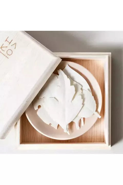 HA KO Paper Incense - Wooden Box Set of 6 With Incense Mat and Dish Home MORIHATA   