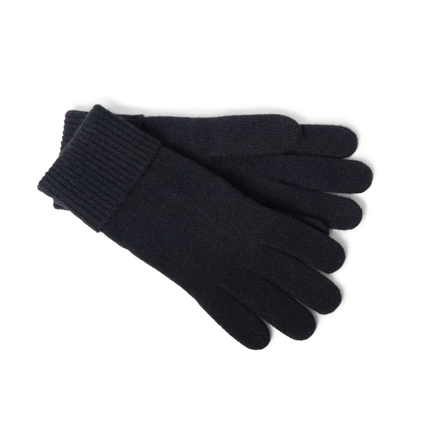 Cashmere Ribbed-Cuff Gloves Accessories Portolano BLACK  