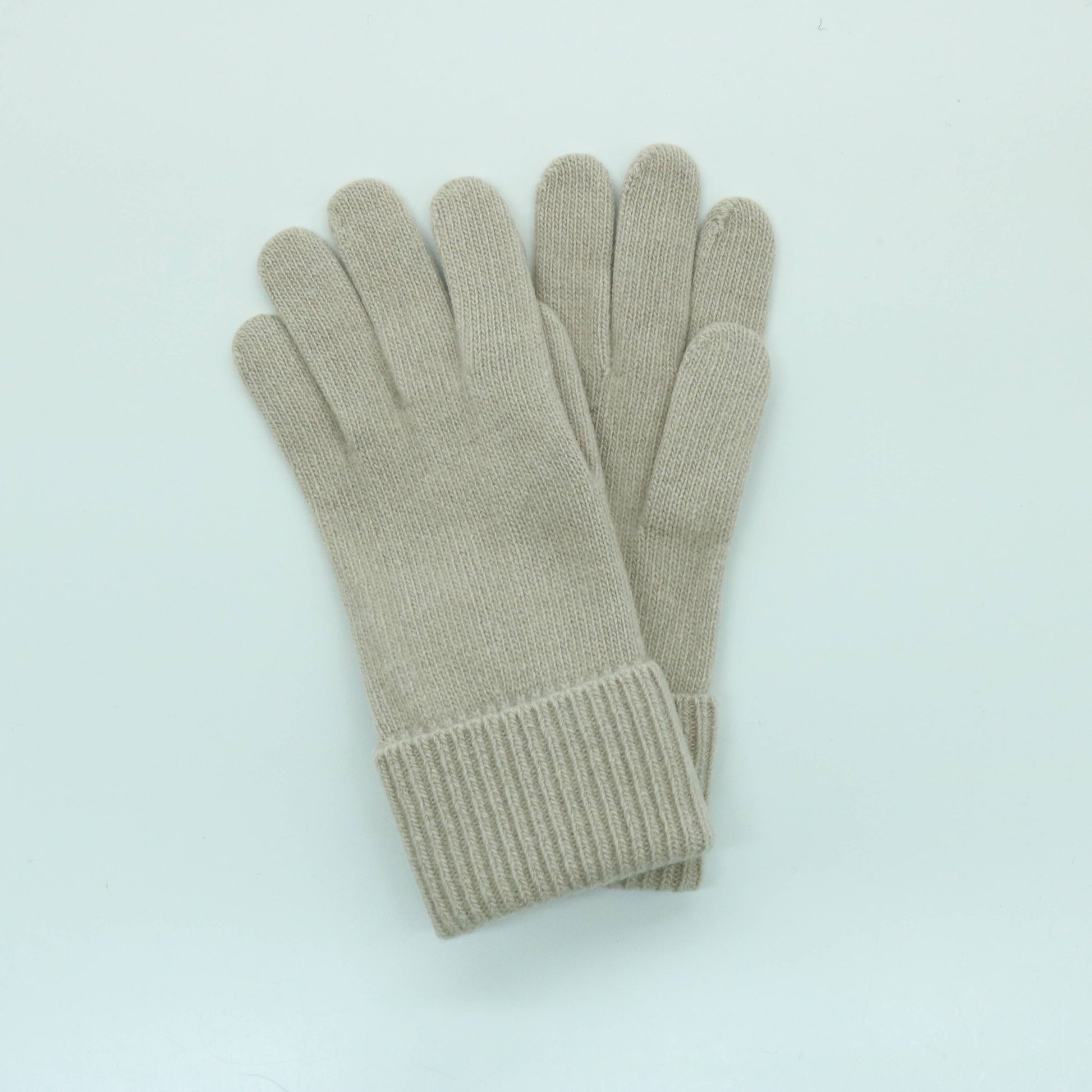 CASHMERE GLOVES WITH RIBBED CUFF: MEDIUM HTH GREY Portolano