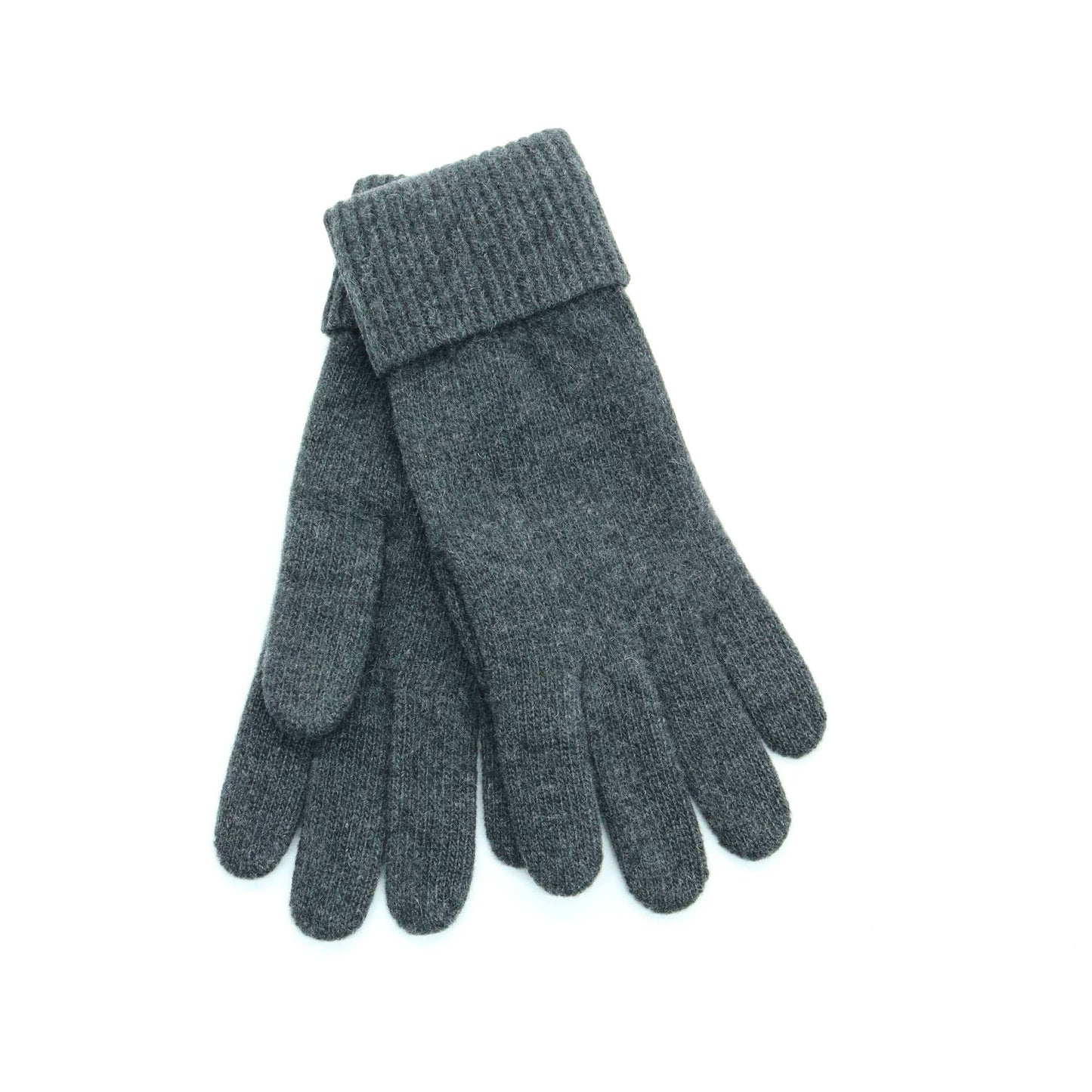 CASHMERE GLOVES WITH RIBBED CUFF: MEDIUM HTH GREY Portolano