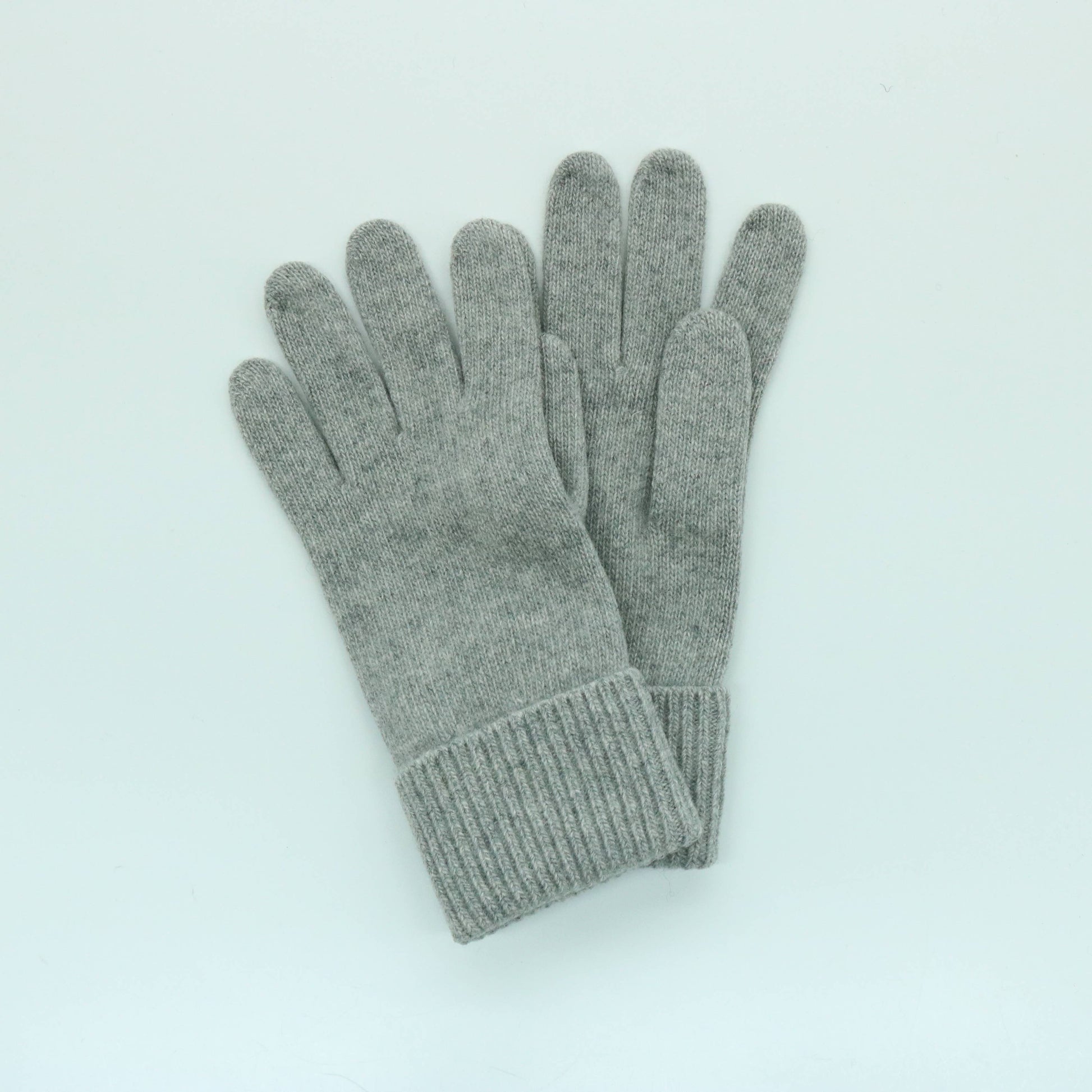 CASHMERE GLOVES WITH RIBBED CUFF: MEDIUM HTH GREY Portolano