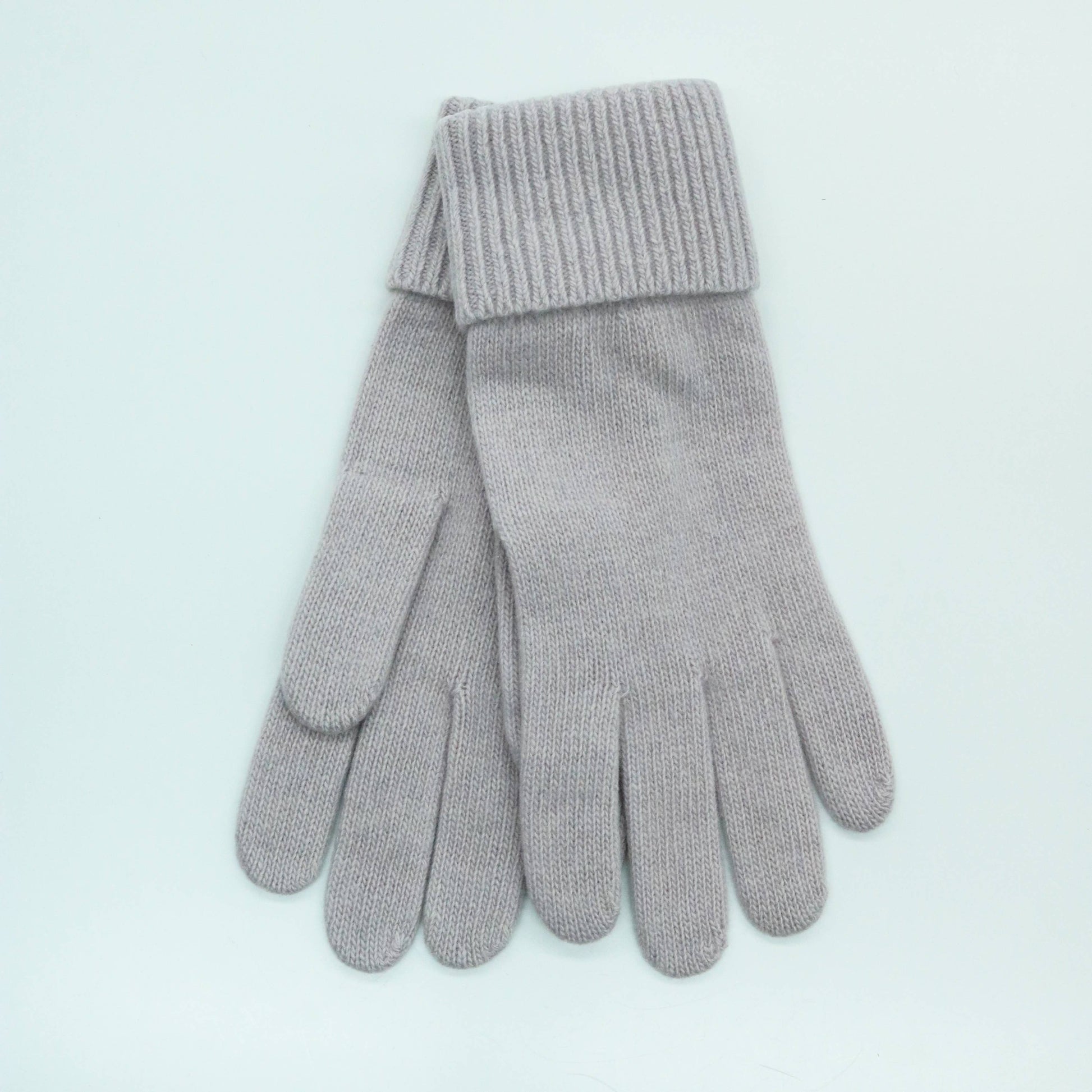 CASHMERE GLOVES WITH RIBBED CUFF: MEDIUM HTH GREY Portolano