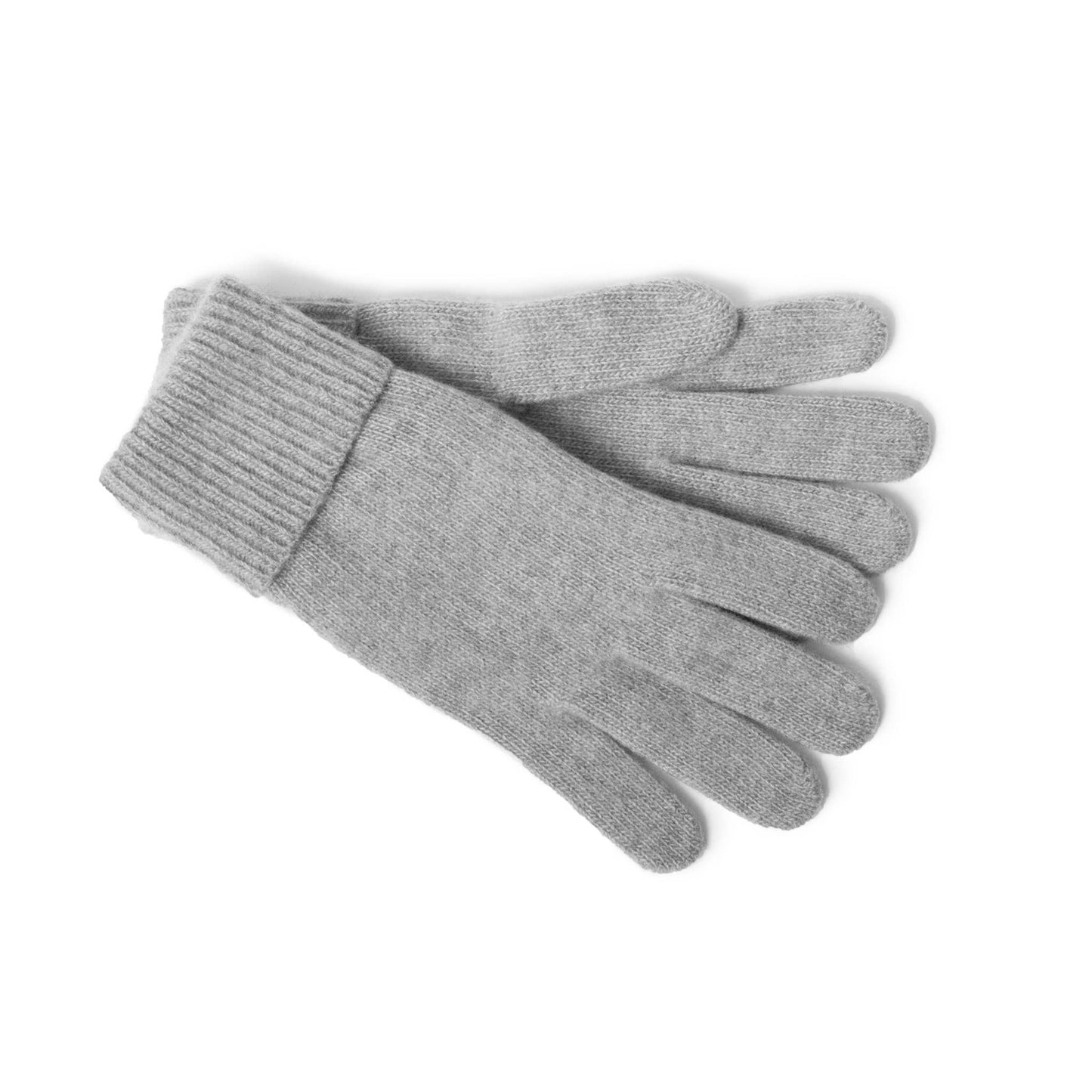 CASHMERE GLOVES WITH RIBBED CUFF: MEDIUM HTH GREY Portolano