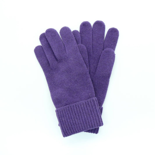 CASHMERE GLOVES WITH RIBBED CUFF: SK PURPLE Portolano