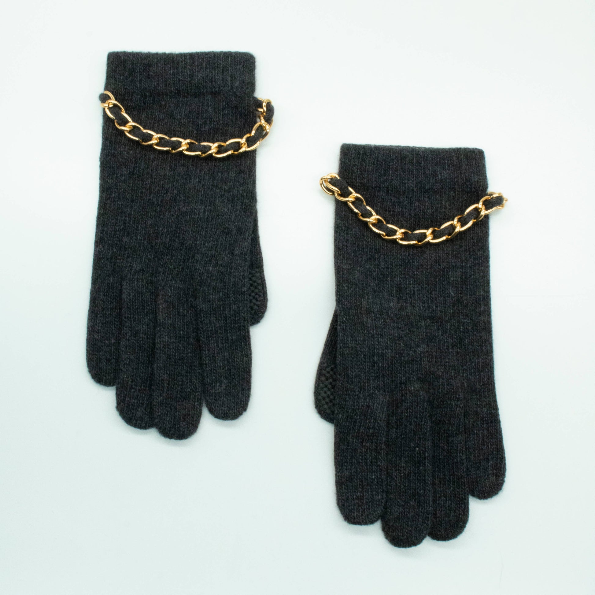 CASHMERE TECH GLOVES WITH CHAIN Portolano CHARCOAL