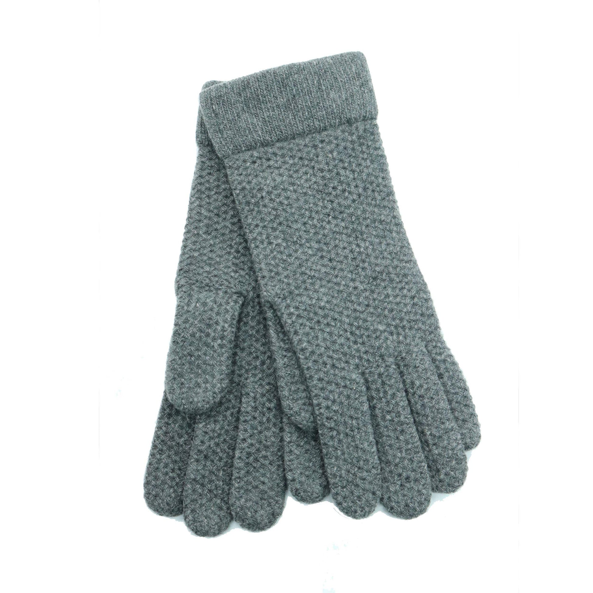 CASHMERE HONEYCOMB GLOVES Portolano MEDIUM GREY