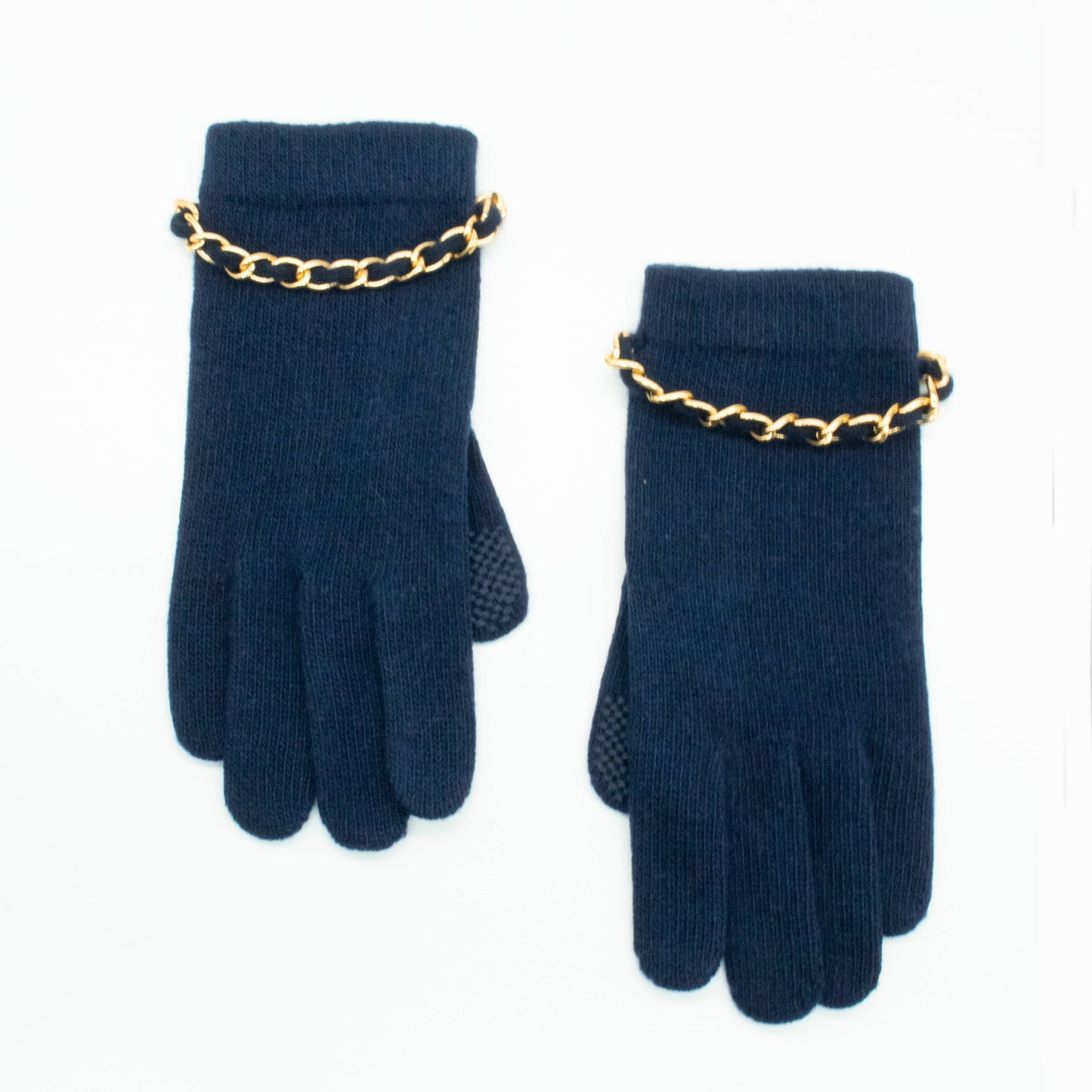 CASHMERE TECH GLOVES WITH CHAIN Portolano NAVY