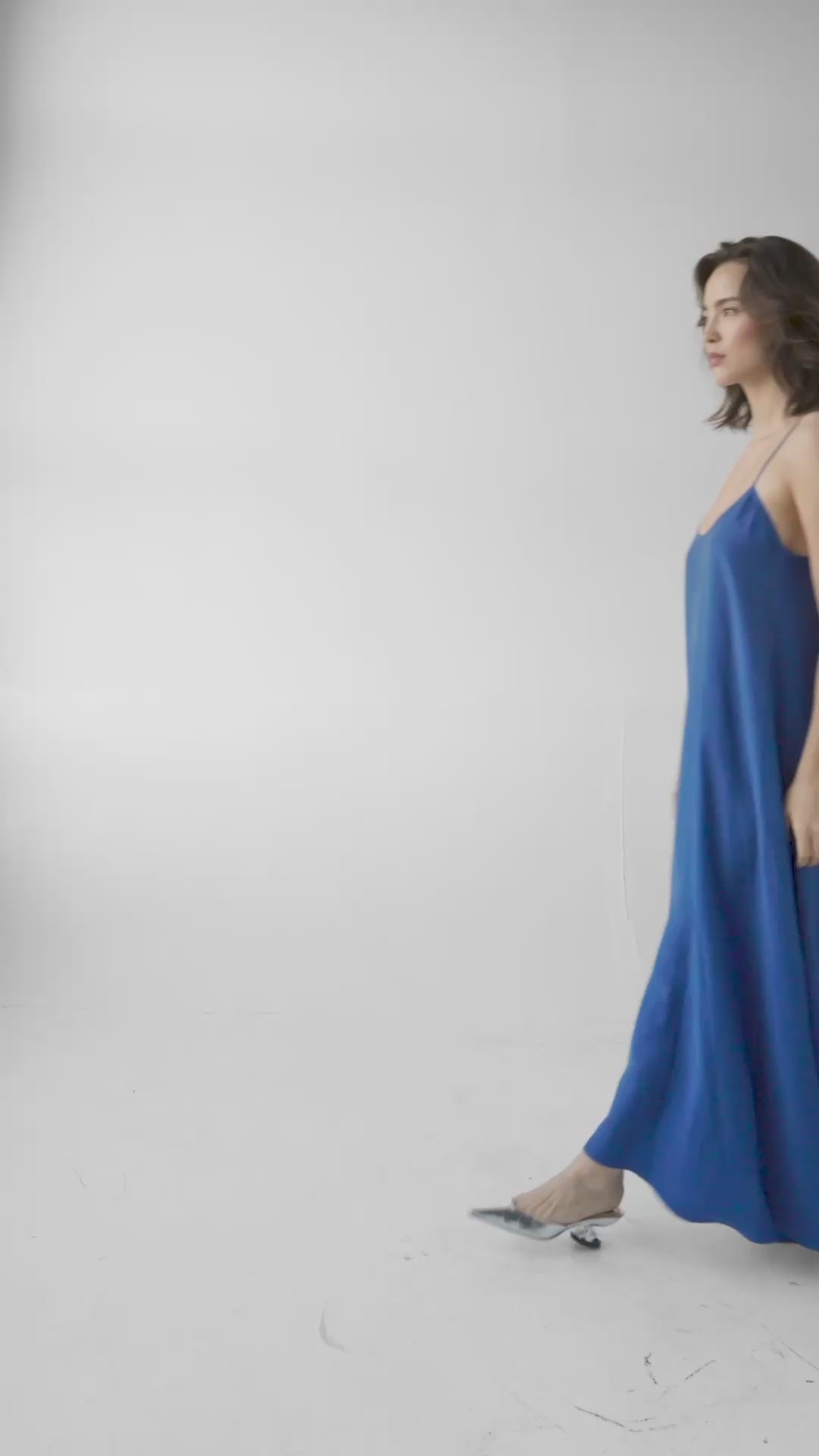 Calista Dress in Lapis Blue Cupro Linen Dresses CHRISTINE ALCALAY