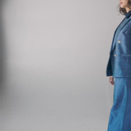 Amandine Pant in Bleuet Silk Dupioni Pants CHRISTINE ALCALAY