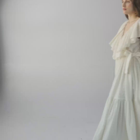 Papillon Dress in Cream Embroidered Cotton Dresses CHRISTINE ALCALAY
