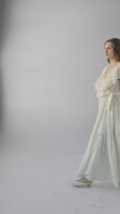 Papillon Dress in Cream Embroidered Cotton Dresses CHRISTINE ALCALAY