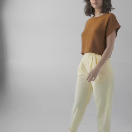 Patty Pant in Limoncello Yellow Cotton Pants CHRISTINE ALCALAY