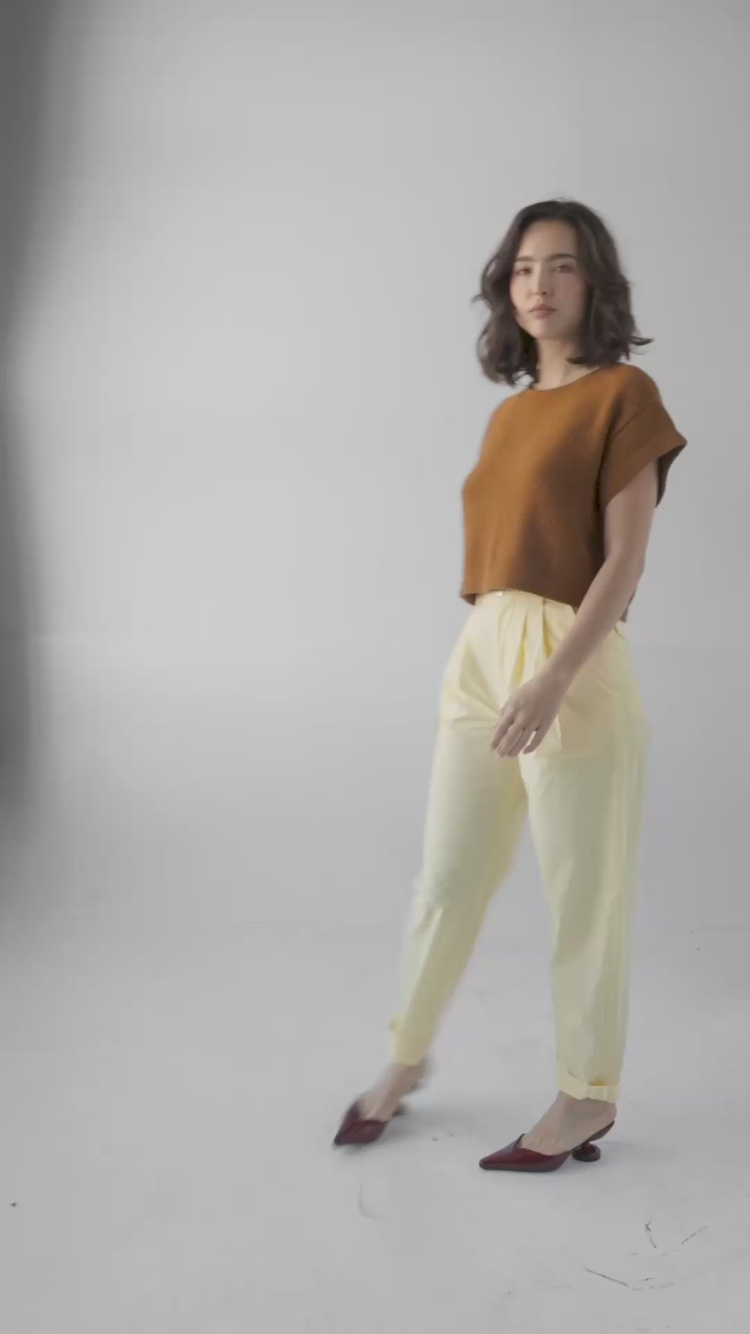 Patty Pant in Limoncello Yellow Cotton Pants CHRISTINE ALCALAY