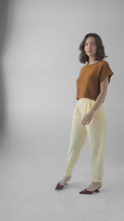 Patty Pant in Limoncello Yellow Cotton Pants CHRISTINE ALCALAY