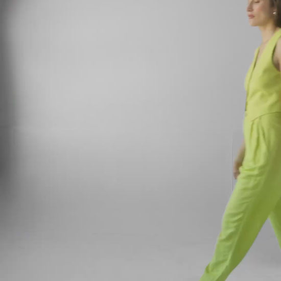 Diane Tailored V Neck Vest in Linen Vests CHRISTINE ALCALAY