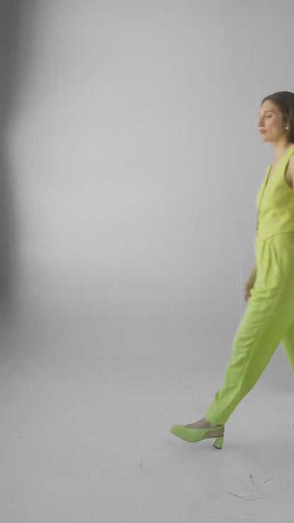 Diane Tailored V Neck Vest in Linen Vests CHRISTINE ALCALAY