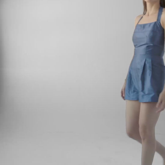 Camelia Jumpsuit in Bleuet Silk Dupioni Jumpsuits CHRISTINE ALCALAY