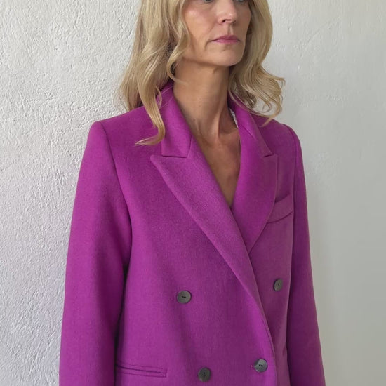 Charlie Double Breasted Coat in Wool - Orchid Jackets CHRISTINE ALCALAY