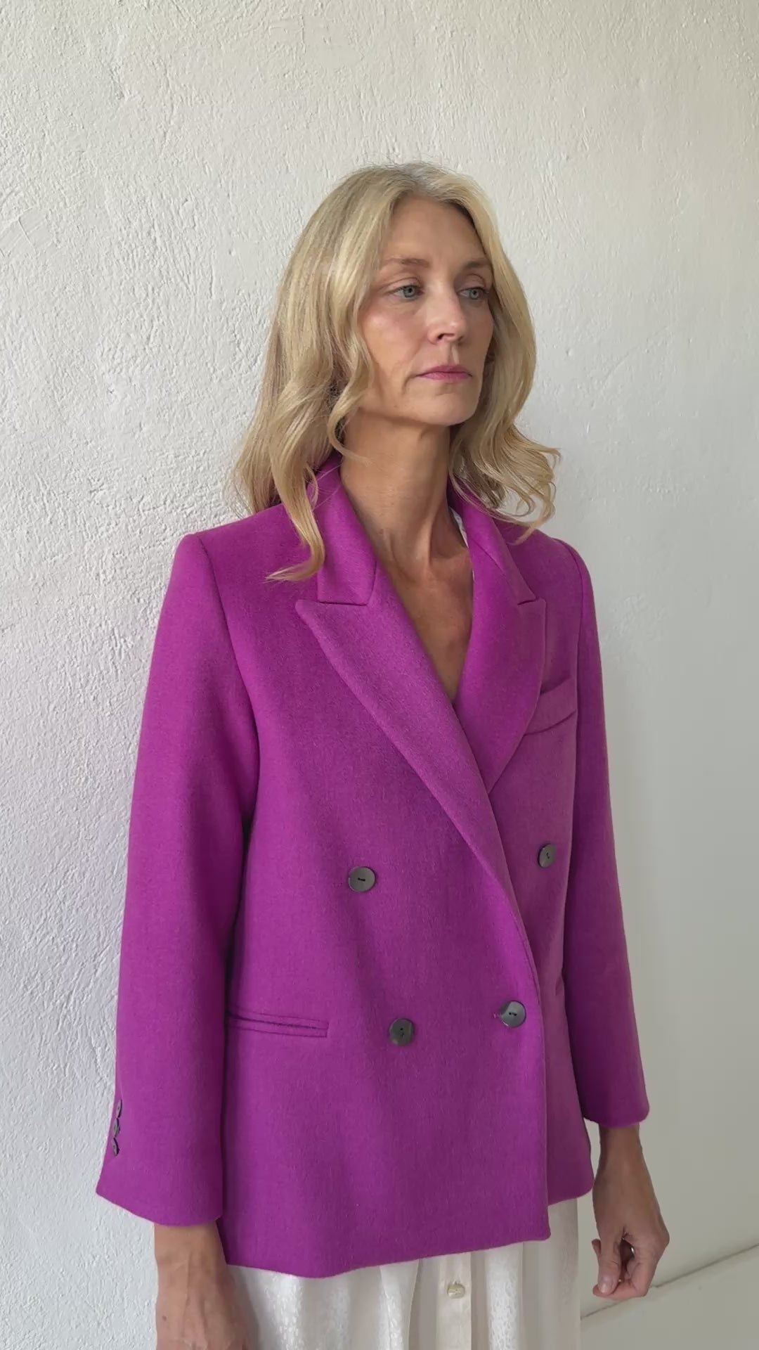 Charlie Double Breasted Coat in Wool - Orchid Jackets CHRISTINE ALCALAY