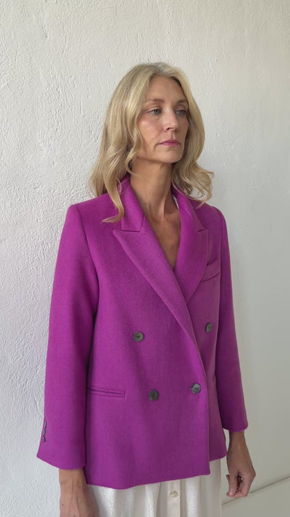 Charlie Double Breasted Coat in Wool - Orchid Jackets CHRISTINE ALCALAY