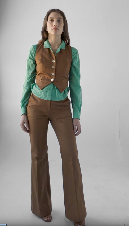 SAMPLE SS26 - Annie Vest in Cigar Cotton Twill Samples CHRISTINE ALCALAY