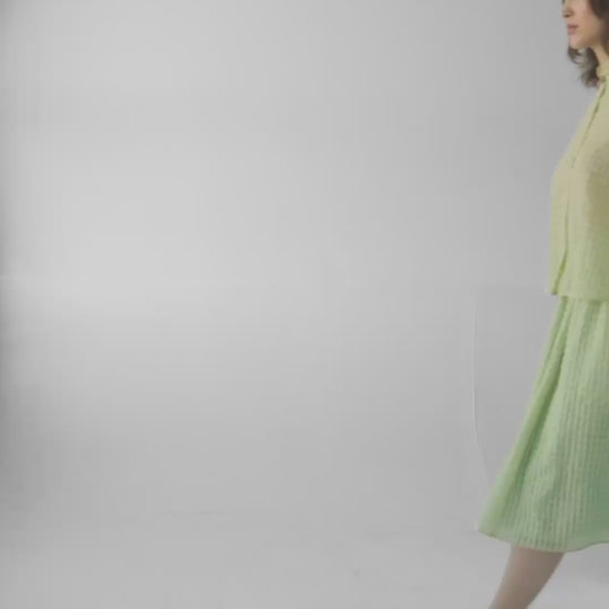 Livia Blouse in Pistachio Windowpane Cotton Blend Tops CHRISTINE ALCALAY