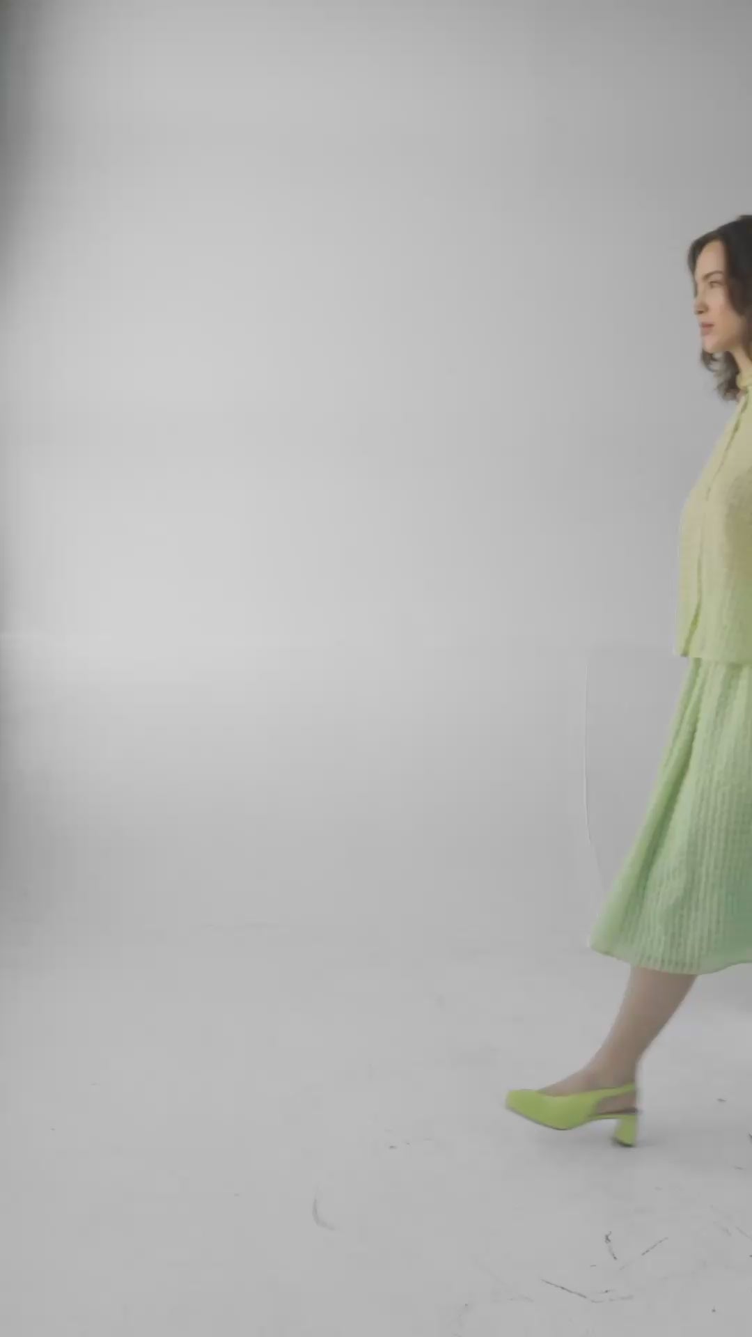 Livia Blouse in Pistachio Windowpane Cotton Blend Tops CHRISTINE ALCALAY