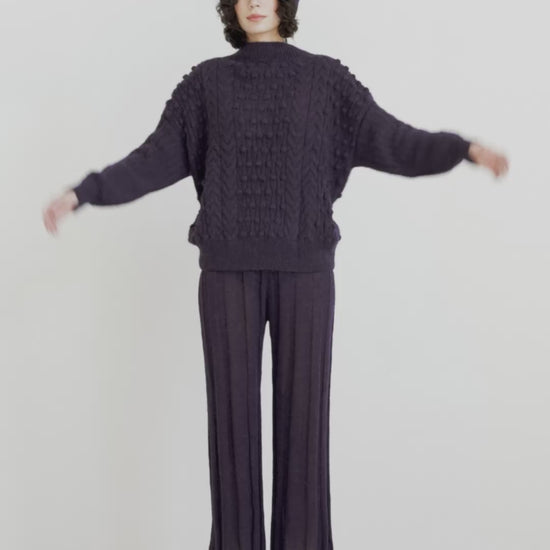 SAMPLE FW26 - Lofted Beanie in Alpaca Wool Blend - Ink Samples CHRISTINE ALCALAY