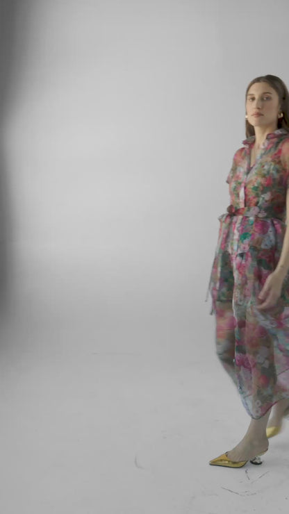 Jacqueline Dress in Pom Floral Silk Organza Dresses CHRISTINE ALCALAY