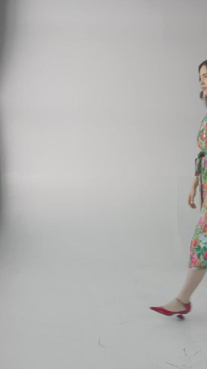 Jeane Dress in Pom Floral Linen Cotton Dresses CHRISTINE ALCALAY