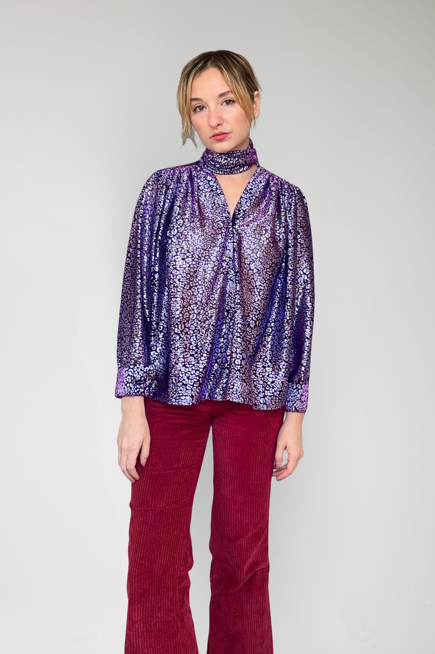 Racquelle Blouse in Amethyst Metallic