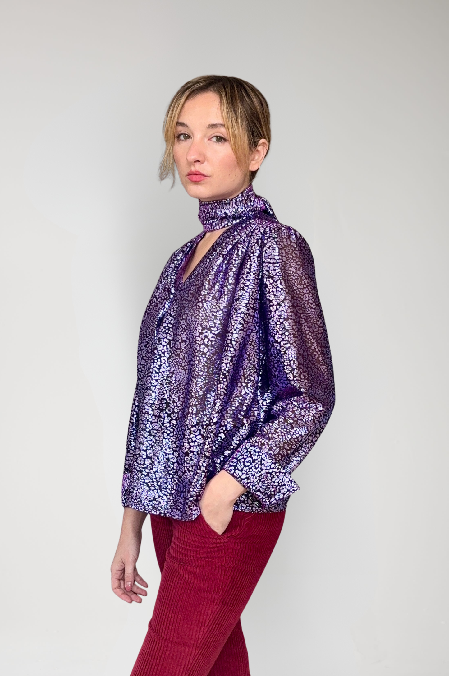 Racquelle Blouse in Amethyst Metallic