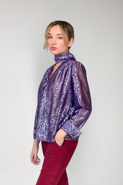 Racquelle Blouse in Amethyst Metallic