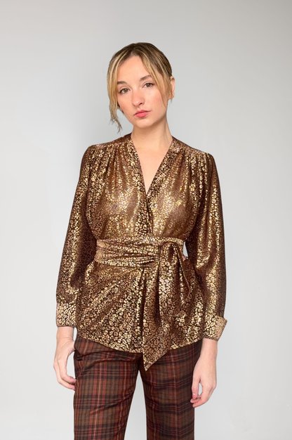 Racquelle Blouse in Bronze Metallic
