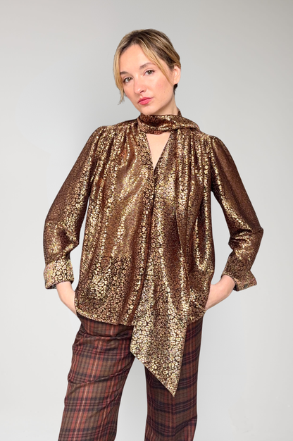Racquelle Blouse in Bronze Metallic