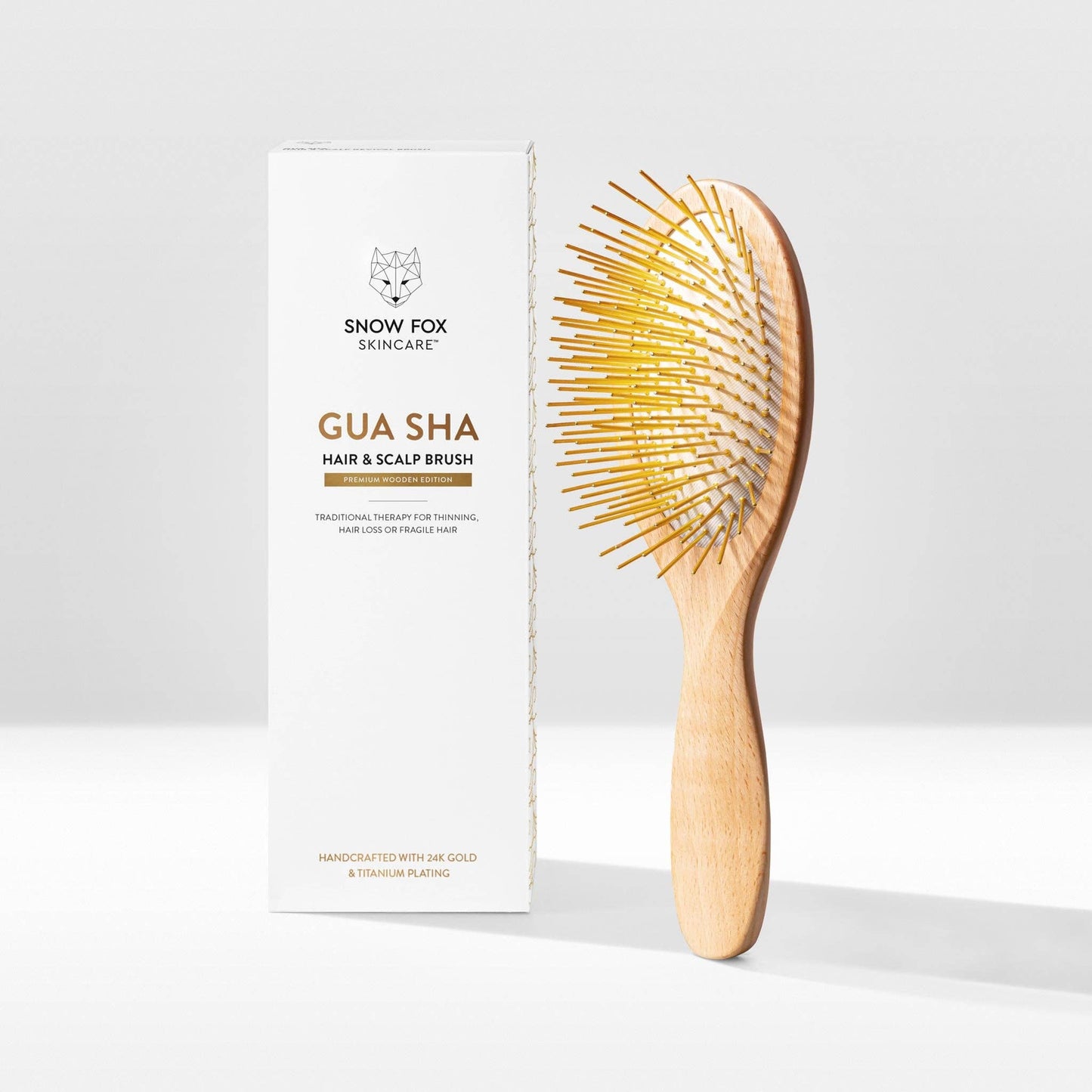 Gua Sha Hair & Scalp Brush: Premium Wooden Edition Snow Fox Skincare