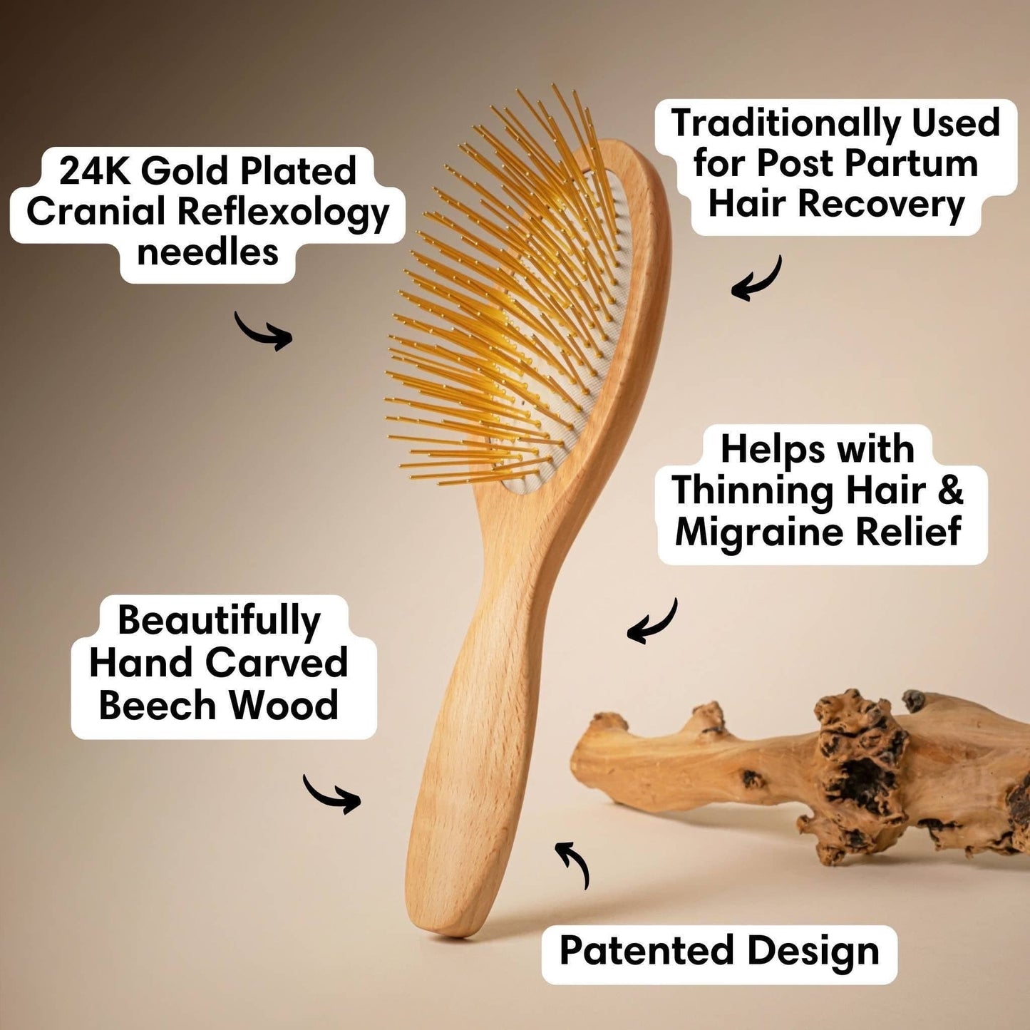 Gua Sha Hair & Scalp Brush: Premium Wooden Edition Snow Fox Skincare