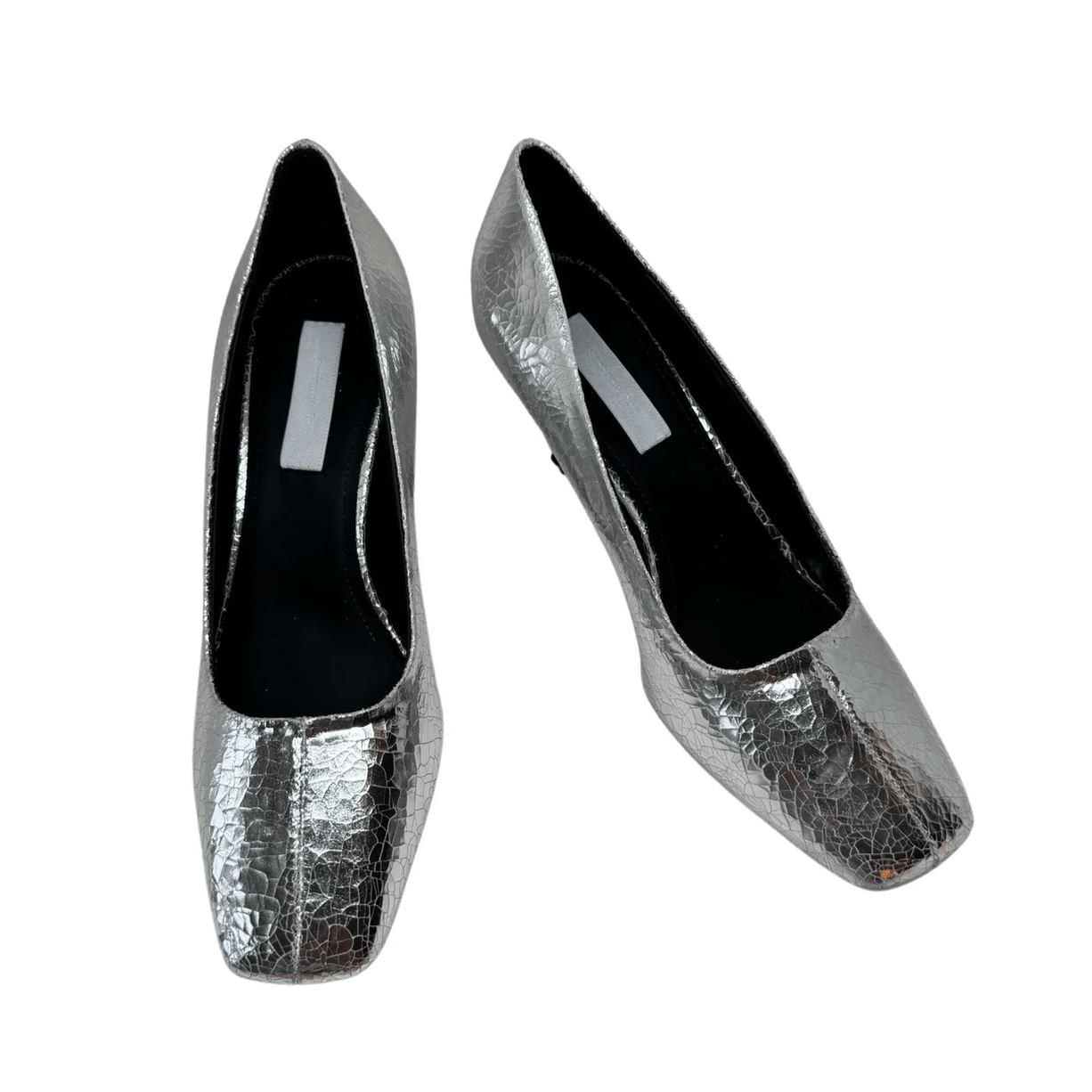 Vivian Pump in Crackled Silver Shoes Suzanne Rae   