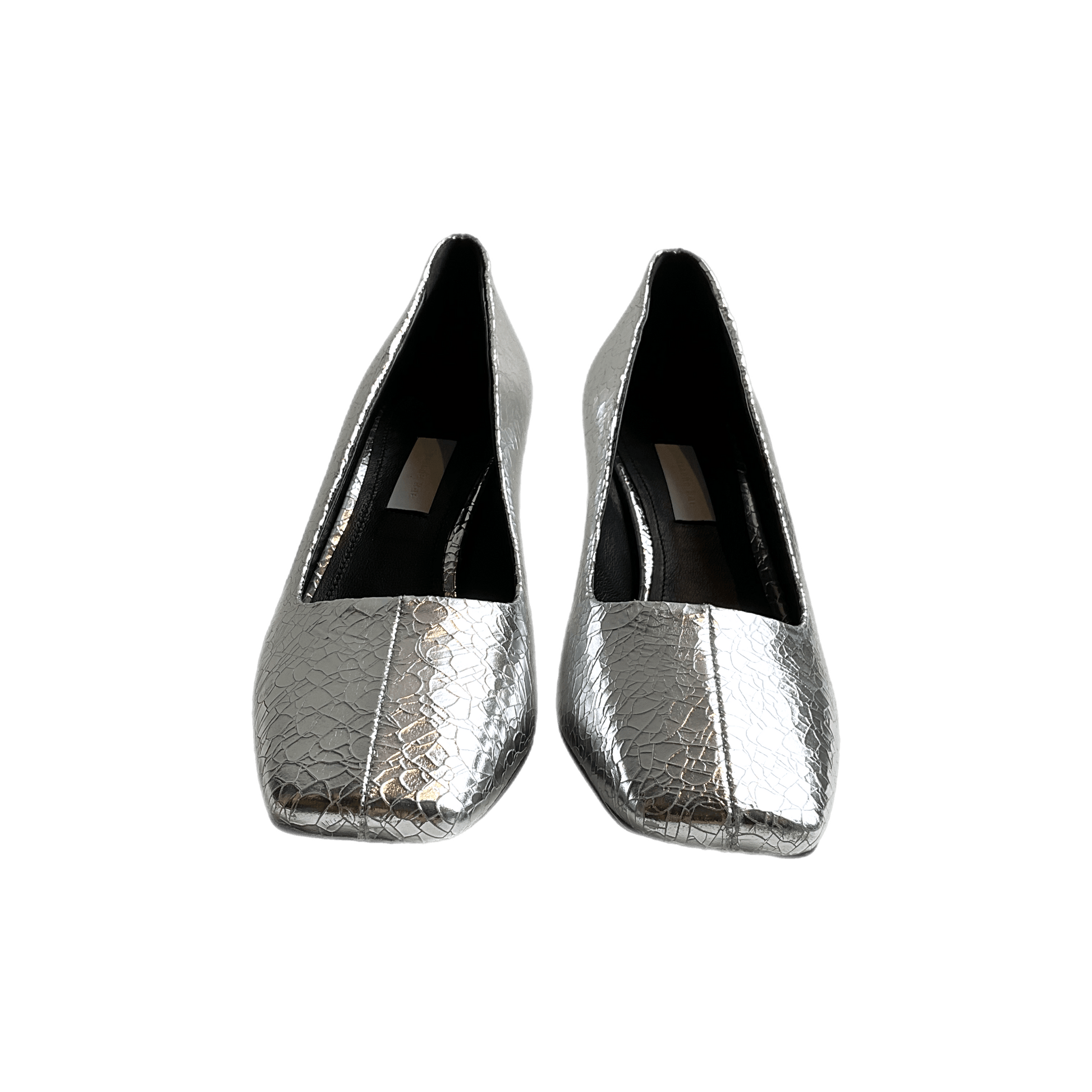 Vivian Pump in Crackled Silver Shoes Suzanne Rae   