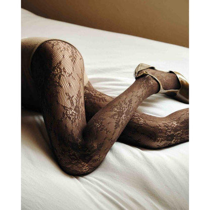 Rosa Lace Tights- Dark Brown Hosiery Swedish Stockings