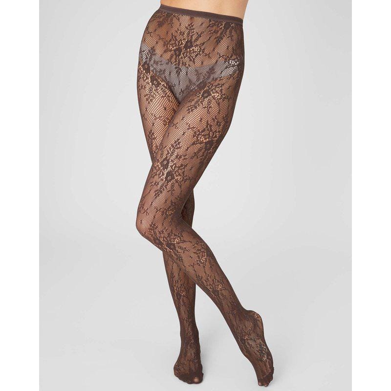 Rosa Lace Tights- Dark Brown Hosiery Swedish Stockings
